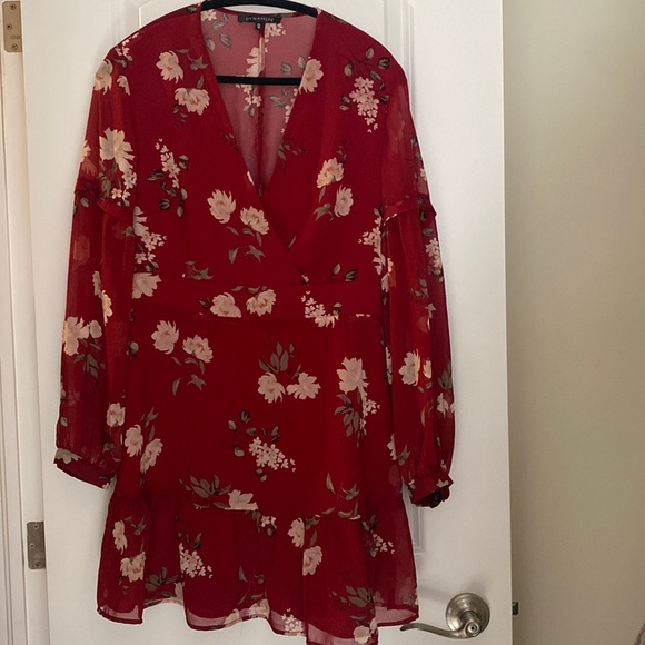 COPY - Dynamite chiffon red floral dress - Picture 1 of 3